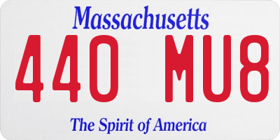 MA license plate 440MU8