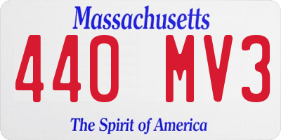 MA license plate 440MV3