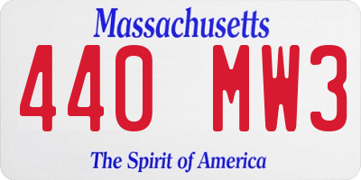 MA license plate 440MW3