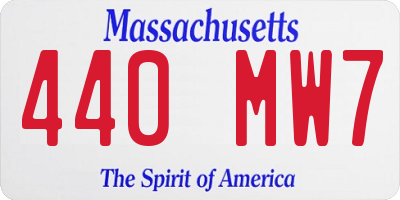 MA license plate 440MW7