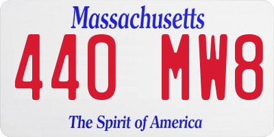 MA license plate 440MW8