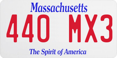 MA license plate 440MX3