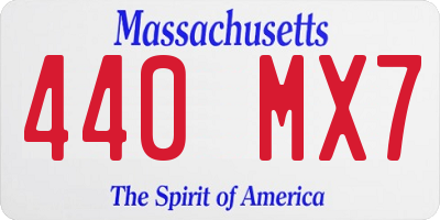 MA license plate 440MX7