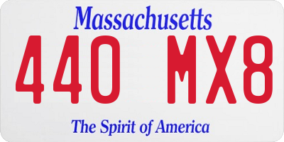 MA license plate 440MX8