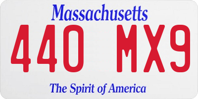 MA license plate 440MX9