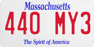 MA license plate 440MY3
