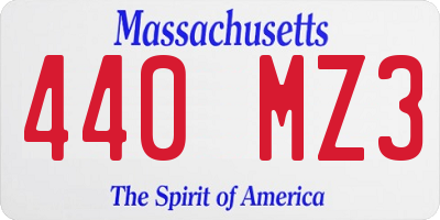 MA license plate 440MZ3