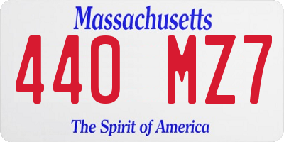 MA license plate 440MZ7