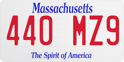 MA license plate 440MZ9