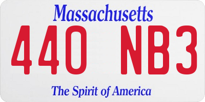 MA license plate 440NB3