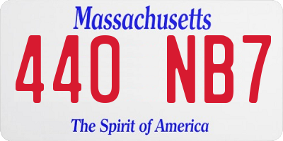 MA license plate 440NB7
