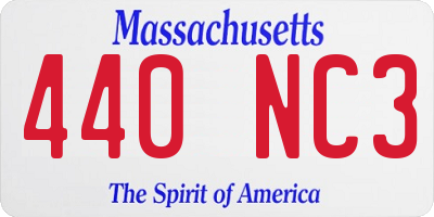 MA license plate 440NC3