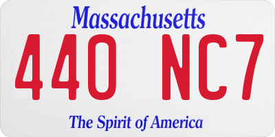 MA license plate 440NC7