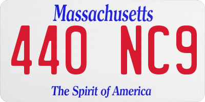 MA license plate 440NC9