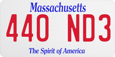MA license plate 440ND3