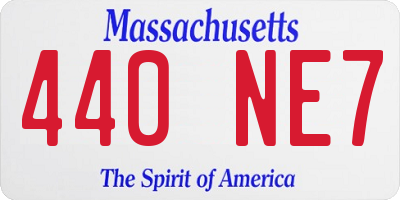 MA license plate 440NE7