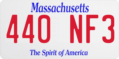 MA license plate 440NF3