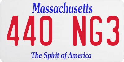 MA license plate 440NG3