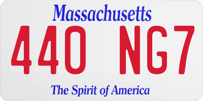 MA license plate 440NG7