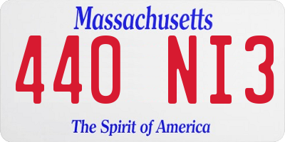 MA license plate 440NI3