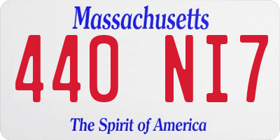MA license plate 440NI7