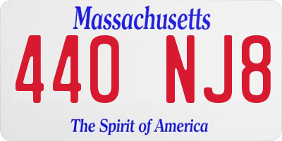 MA license plate 440NJ8
