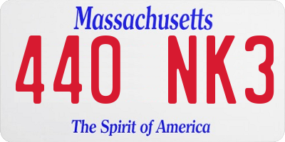 MA license plate 440NK3
