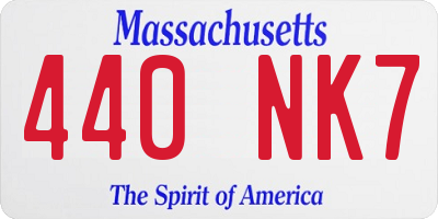 MA license plate 440NK7