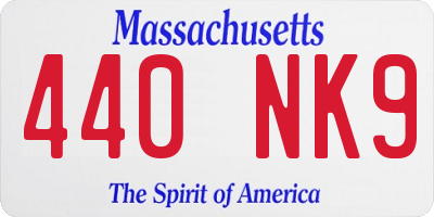MA license plate 440NK9