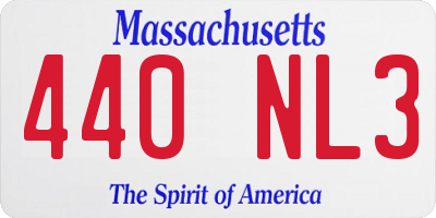 MA license plate 440NL3