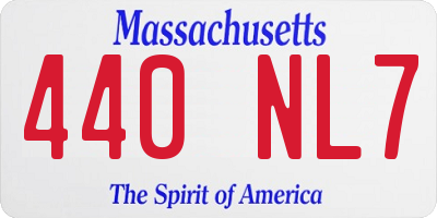 MA license plate 440NL7