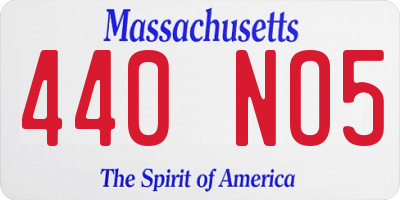 MA license plate 440NO5