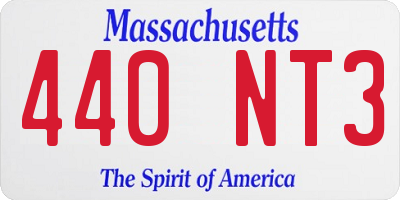 MA license plate 440NT3