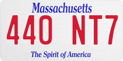 MA license plate 440NT7