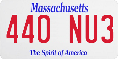 MA license plate 440NU3