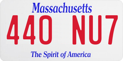 MA license plate 440NU7