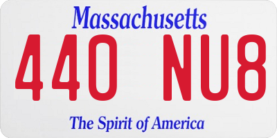 MA license plate 440NU8