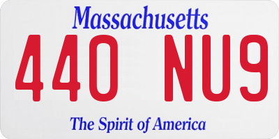 MA license plate 440NU9