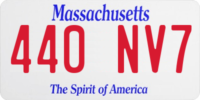 MA license plate 440NV7