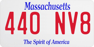 MA license plate 440NV8