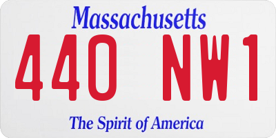 MA license plate 440NW1