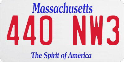 MA license plate 440NW3