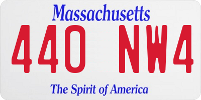 MA license plate 440NW4