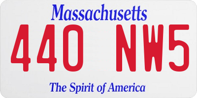 MA license plate 440NW5