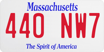 MA license plate 440NW7