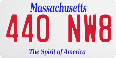 MA license plate 440NW8