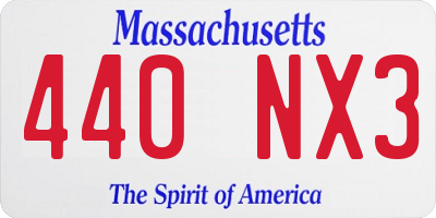 MA license plate 440NX3