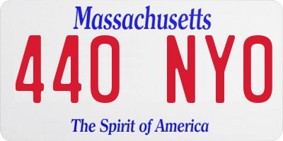 MA license plate 440NY0