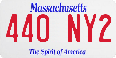 MA license plate 440NY2