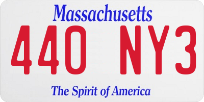 MA license plate 440NY3